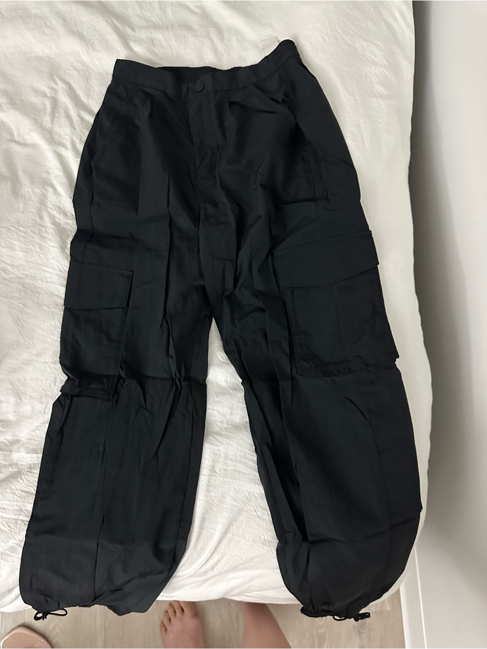Black Cargo parachute pants